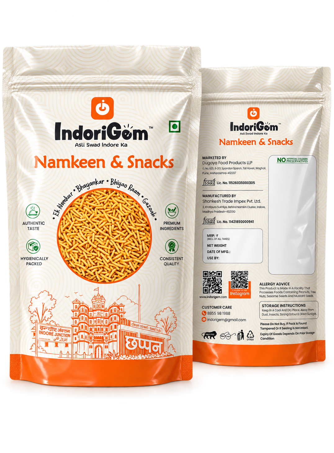 IndoriGem Food-Grade Standup Zipper Pouch Packaging — Moisture Proof Freshness Lock